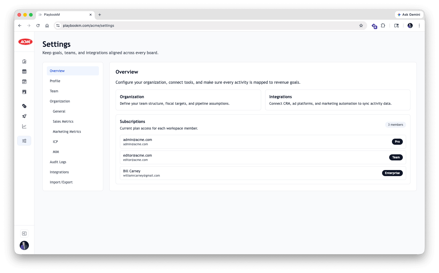 Company profile view