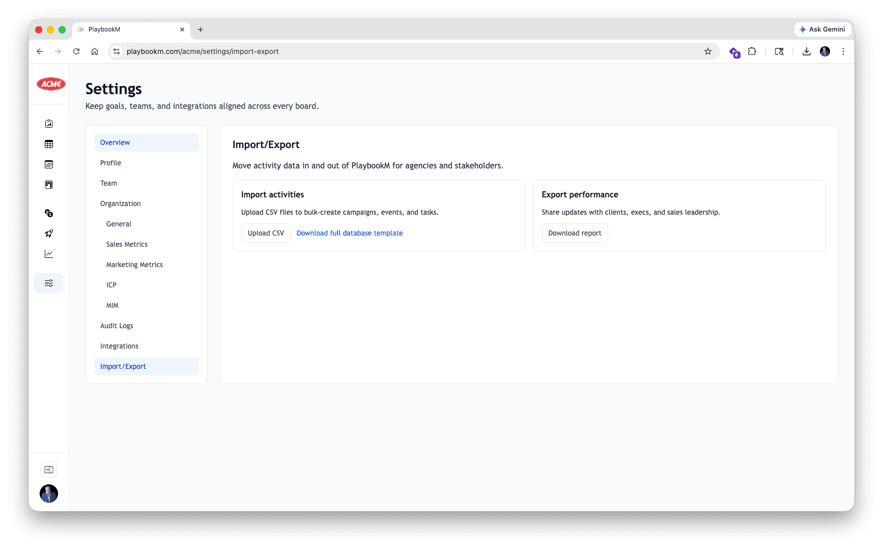 Activity import view
