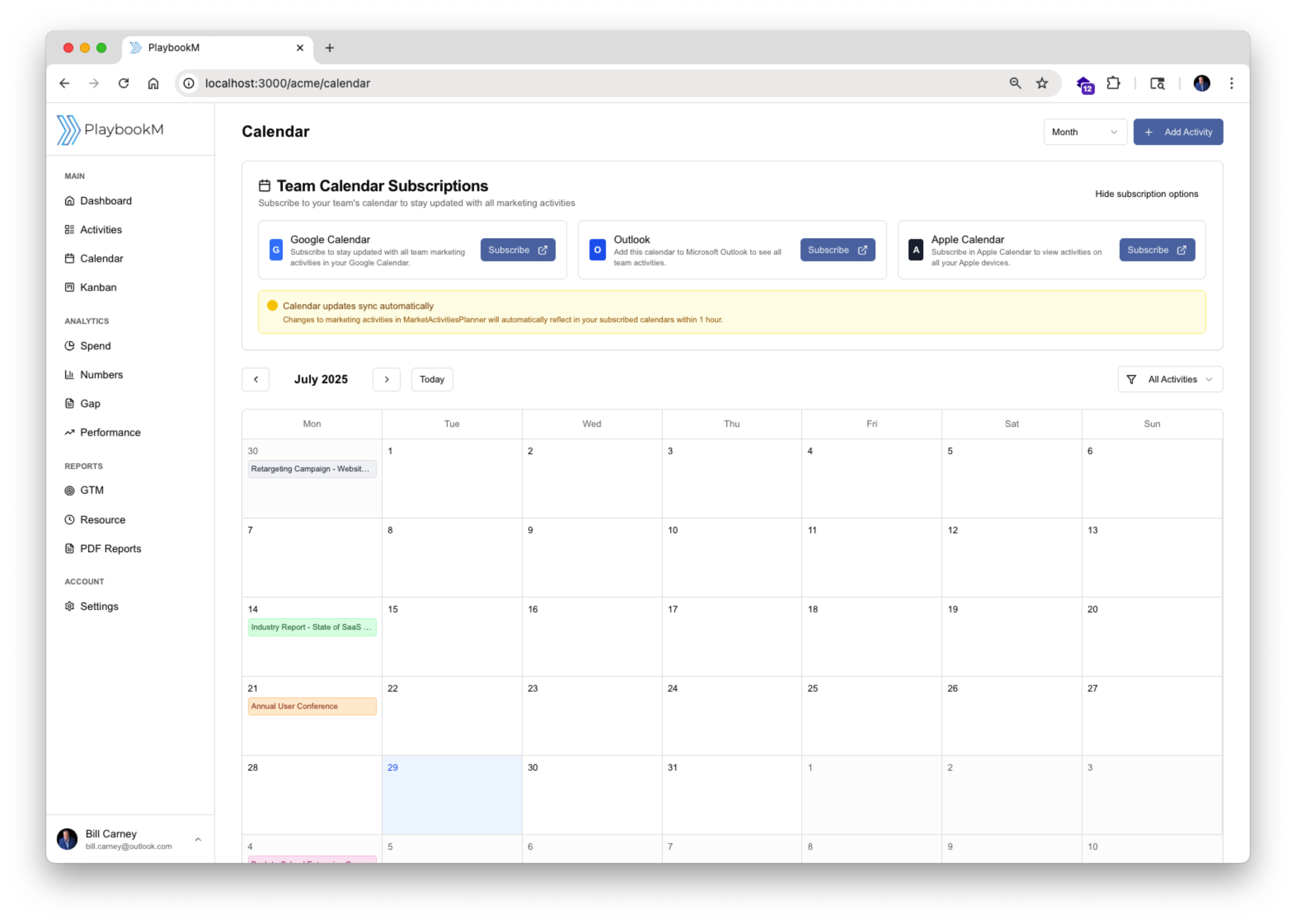 Calendar View